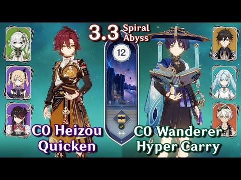 C0 Heizou Aggravate & C0 Wanderer Hyper Carry | Spiral Abyss 3.3 - Floor 12 9 Stars | Genshin Impact