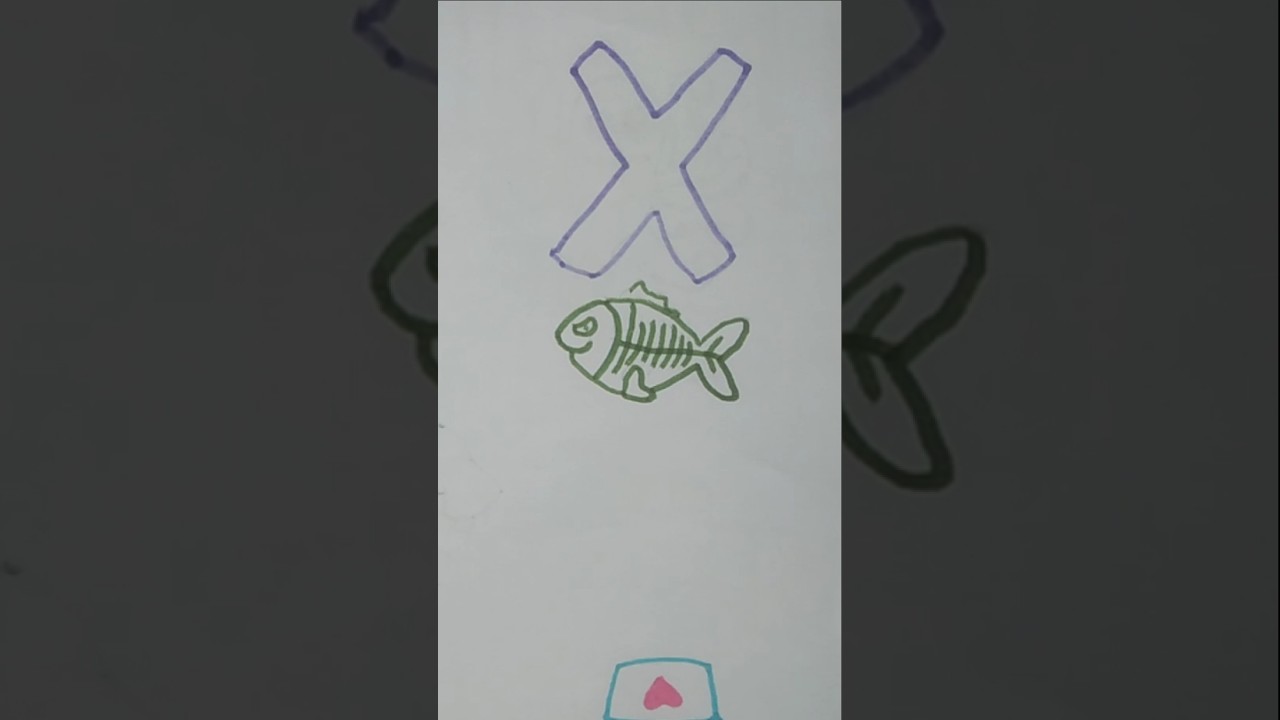 X For X-ray Fish Drawing #Art #kidsdrawing #howtodraw