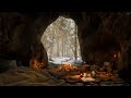 Fall Asleep In A Cozy Snowy Forest Cave❄️?Winter Ambience With Calming B...