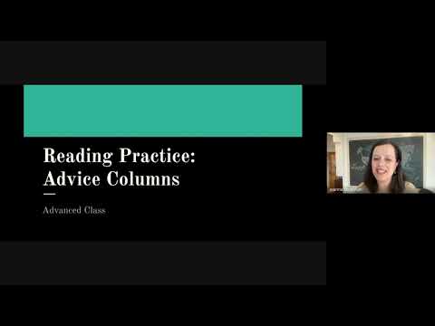 Advanced Class Advice Column Reading Practice 2