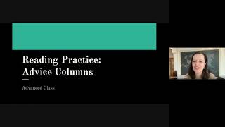 ADVANCED CLASS: Advice Column Reading Practice 2