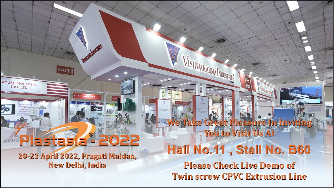 Plastasia2022, Exhibition, Pragati Maidan, Delhi, India, Live Demo of Twin Screw CPVC Extrusion Line