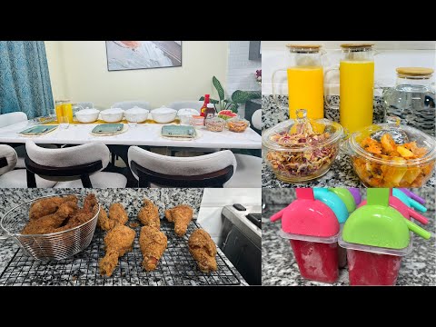 Hosting Neighbours For Lunch||Fried Chicken Recipe|Periperi Potatoes Recipe|Coleslaw Recipe
