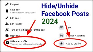 How to hide/unhide posts from Facebook timeline 2024