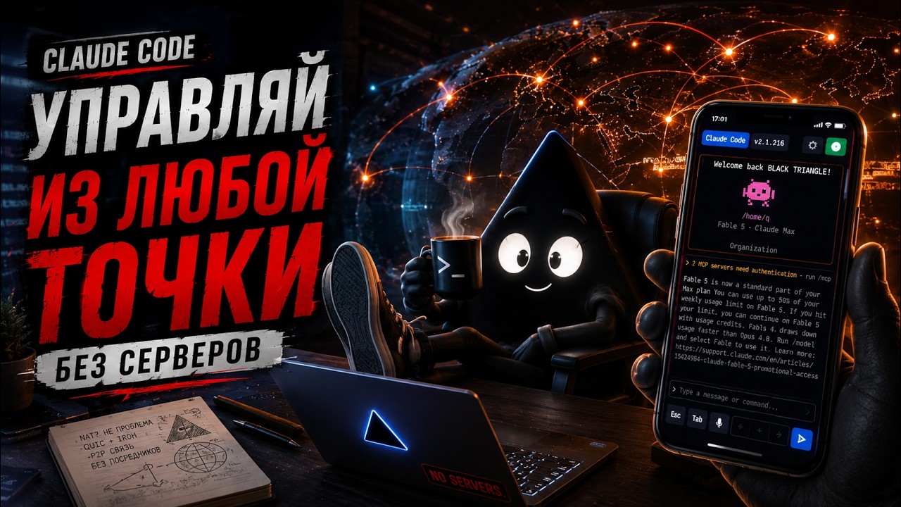 Как управлять Claude Code с телефона за тысячи километров без единого сервера