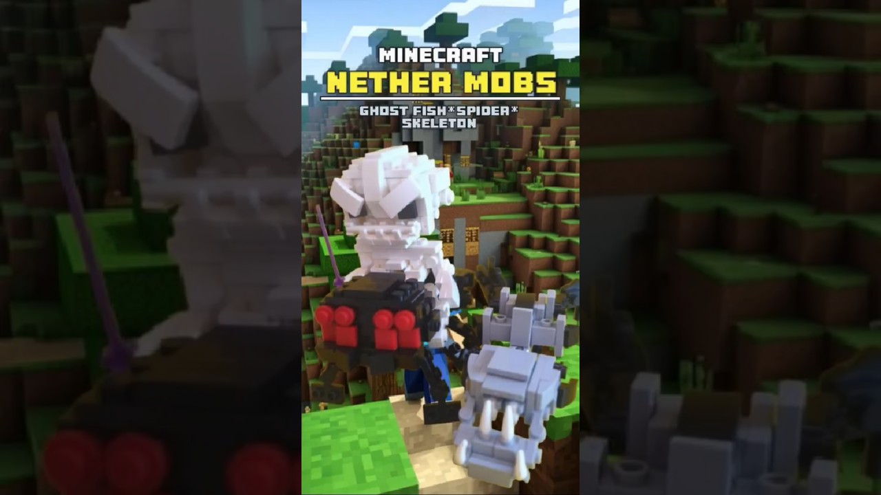 Minecraft: SKELETON, SPIDER & GHOST FISH (NETHER MOBS) #lego #viralvideo