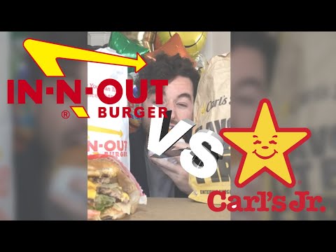 Revisão Clássica da Califórnia de Carl’s Jr. (cheeseburger duplo in-n-out frente a frente)