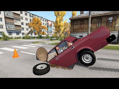 Open Manhole! Potholes Can Kill | BeamNG.drive