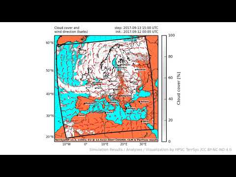 TerrSysMP monitoring run 2017-09-12 - cloud cover - Europe (72h)