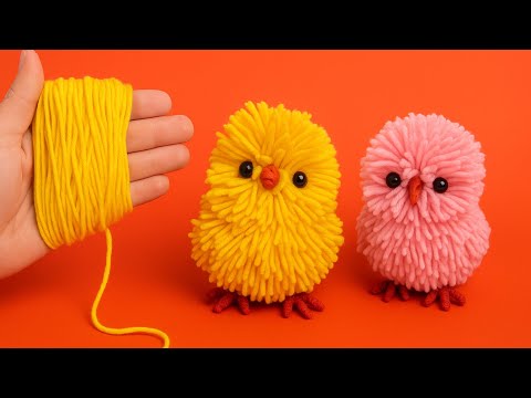 Super Easy Chicken Making Idea With Fingers - DIY Chick - How To Make Yarn Chicken