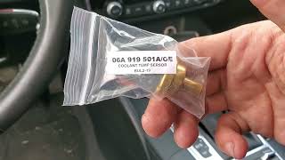 Replacing Audi A3 coolant temperature sensor.