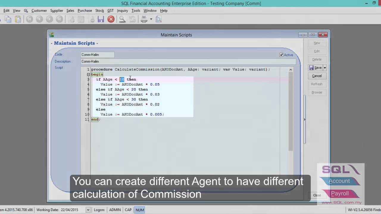 09-05 Maintain Commission Script