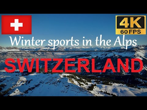 Winter sports in the Alps | Flumserberg, Switzerland |  [4K/60fps] Drone Landscape Relaxation