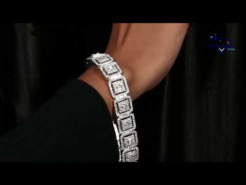 Magnetic Womens Hip Hop 14 Kt White Gold Round And Baguette Cut Diamond Bracelet
