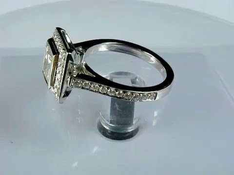 Certified Diamond Engagement Ring 1.93CTW 1.47CT Princess Center 14K White Gold