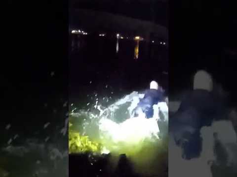 Video shows police rescue two people from water off pier
