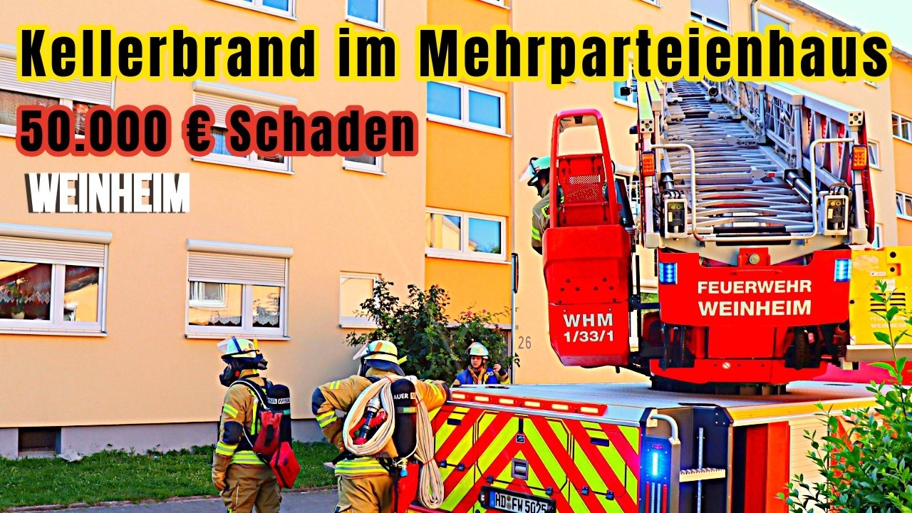 Kellerbrand in Mehrfamilienhaus in Weinheim – Bewohner verletzt | 50.000 Euro Schaden