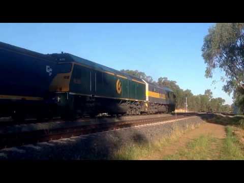 The passing of a long wheat train.