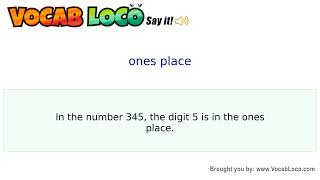 Video thumbnail for ones place