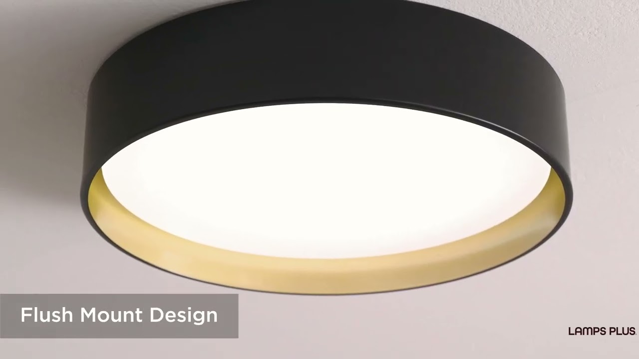 Video 1 Watch  A Video About the Possini Euro Russo 14 Wide Black and Brass LED Ceiling Light