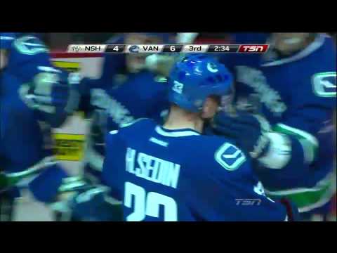Henrik Sedin Beautiful Penalty Shot Goal Vs Nashville - 03/14/2013