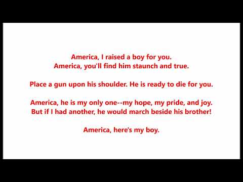 "America, Here's My Boy" Peerless Quartet & Henry Burr (1917) World War I classic song WWI = LYRICS