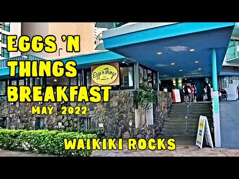 Café da manhã Eggs N Things. Waikiki Beach Hawaii 2022. Waikiki Beach Walk