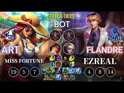 RJ Art Miss Fortune vs LNG Flandre Ezreal Bot - KR Patch 10.25
