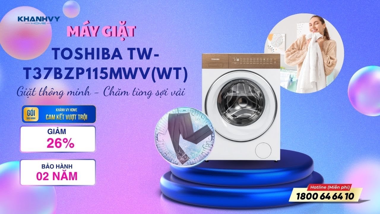 Máy giặt Toshiba TW-T37BZP115MWV(WT) Inverter 10.5 kg