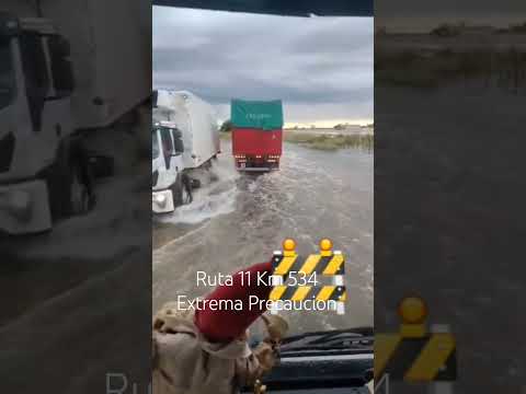 Ruta 11 KM 534 Extrema Precaución, altura Emilia Santa Fe. Fuente Bichos de Ruta. #camioneros #arg