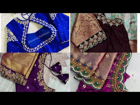 Ganesh Chaturthi Trendy blouse design, Trendy ari work blouse design silk saree blouse design#blouse