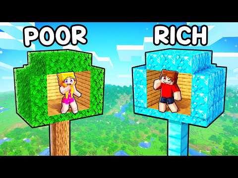 POOR vs RICH: Treehouse Battle in Minecraft...