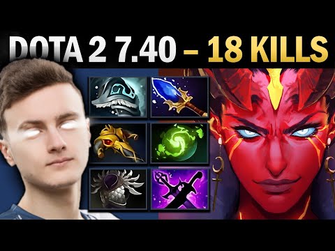 Queen of Pain Pro Mid with 18 Kills and Aghanims - Gameplay Dota 2