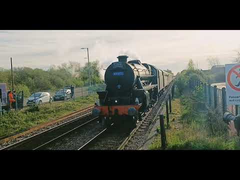 44871 Black Five Steam Locomotive and West Coast Railways liveried 47848 at Whittlesea Station.