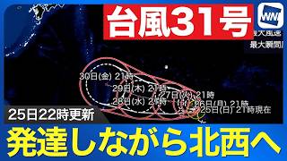 【台風31号 2026】発達し今後非常に強い勢力へ 小笠原諸島方面へ近づく可能性も（25日22時更新）