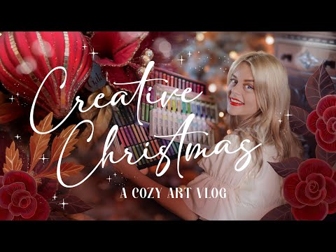 A Cozy Christmas Art Vlog 🍒 Paint with Me 🍒 Gouache & Oil Pastels