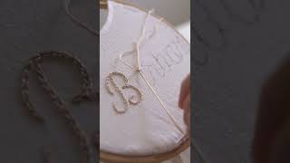 Reversed chain stitch lettering