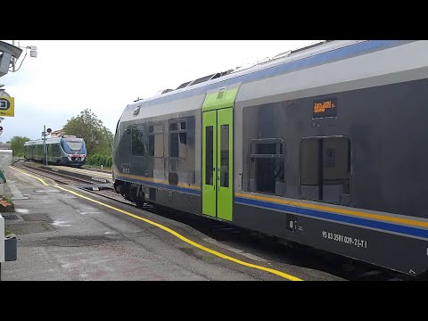 "Minuetto" diesel train departing from Cordovado-Sesto station, Italy