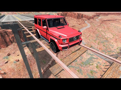 Cars vs Train Track Bridge – BeamNG.Drive