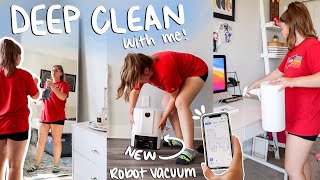 Deep Clean My Apartment With Me *satisfying* + my dog's reaction to our new robot vacuum lol