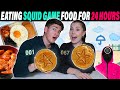 Eating Only SQUID GAME Food For 24 Hours + Honeycomb Candy (Dalgona) Challenge W/ My Girlfriend