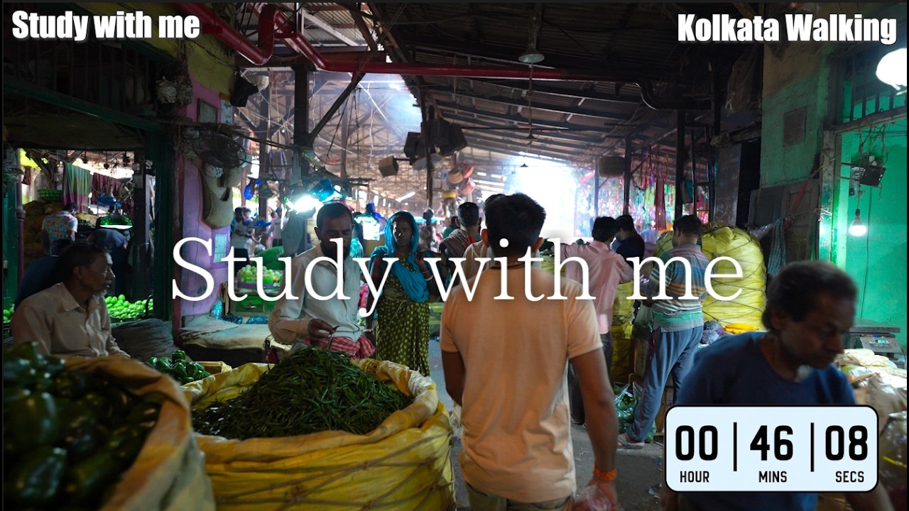 インドのコルカタ散歩風景を見ながら勉強しましょう / １時間 / Study with me / 勉強動画 【作業用】