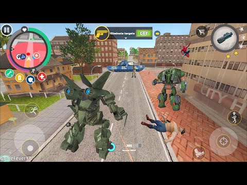 Rope Hero: Vice Town (Huge Green Airplane Fight Car AUTO Robot)Crossroad Girth - Android Gameplay HD