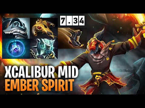 XCalibur Mid Ember Spirit - Dota 2 Pro Immortal Ember Spirit Gameplay 7.34