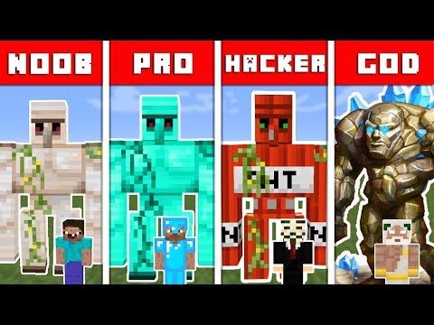 Minecraft Battle NOOB vs PRO vs HACKER vs GOD : GOLEM MUTANT CHALLENGE in Minecraft