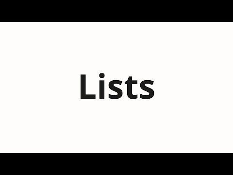 How to pronounce Lists
