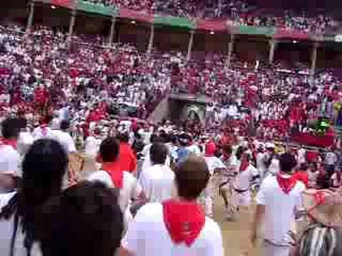 Great JUMP of Bull above...Pamplona S. Fermin Run Bulls Encierro 2008 - Ricardo