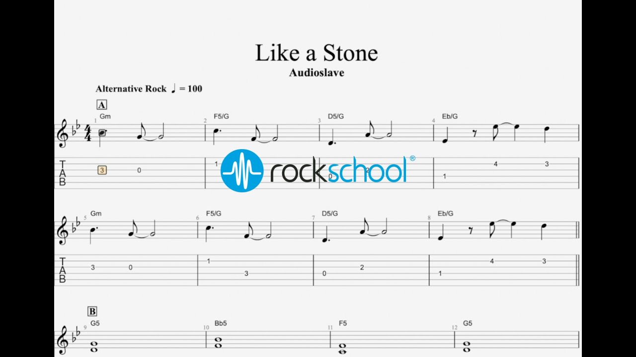 Like a Stone - Audio Slave Rockschool 2024 Debut Grade Electric Guitar