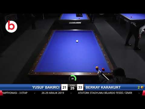 YUSUF BAKIRCI & BERKAY KARAKURT Bilardo Maçı - 2019 TÜRKİYE ŞAMPİYONASI 3.ETAP-ELEME