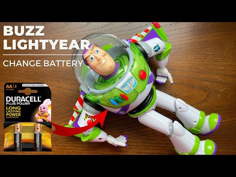 Part of a video titled Change battery in Buzz Lightyear -Toy Story - YouTube